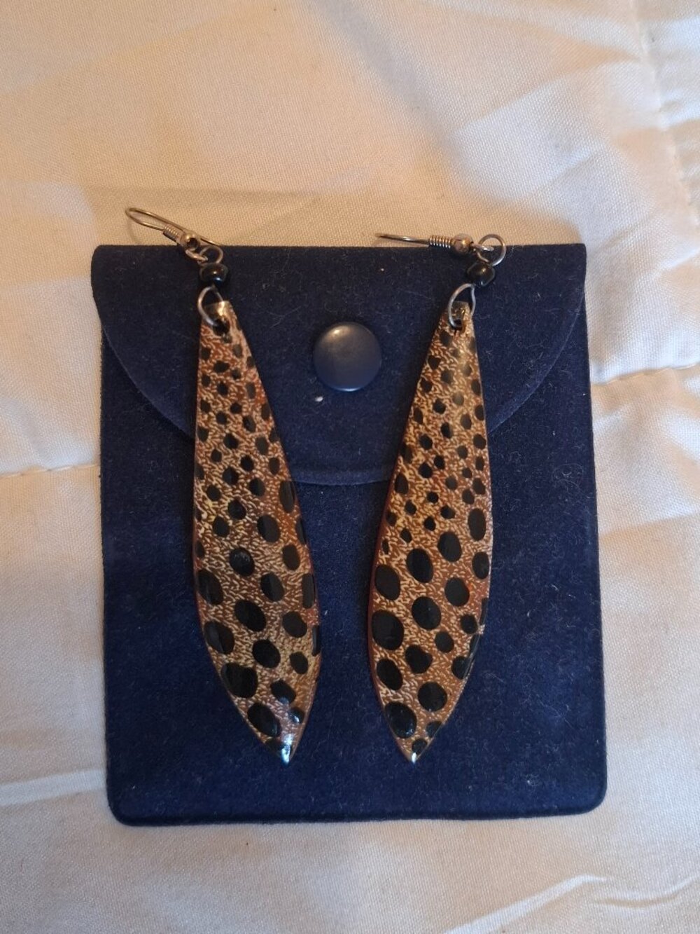 Cheetah-Print Teardrop Earrings, West African
